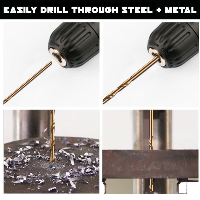Narwhal 15/32 Inch Cobalt Drill Bits (3 Pack - Industrial Grade M35 Cobalt) 6" Length & 135 Degree Split Point for Drilling Into Metal, Hardened & Stainless Steel, Cast Iron, & More! - Image 5